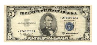 1953a $5 Silver Certificate Star Note
