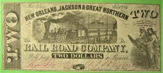 Confederate Railroad,  No,  J,  Gn $2 Note On Recycled Paper.