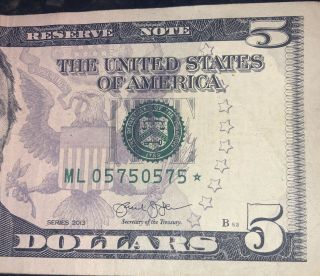 Five Dollar Bill ($5) Rare&fancy All In 1⭐️note,  Trinary,  Repeater,  Quad Doubles,