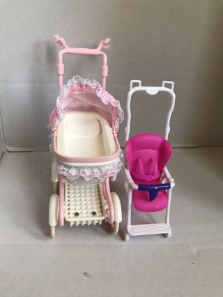 Mattel Barbie Baby Krissy Stroller & Happy Family Barbie Baby Stroller