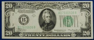 Series 1934 A Us $20 Federal Reserve Note - B17935936b