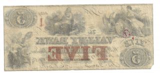 1856 $5 THE VALLEY BANK of HAGERSTOWN,  MD - - VF - - Confederate Era Obsolete Currency 3