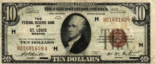 1929 $10 U.  S Sm Size Federal Reserve Bank Note 