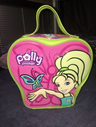 Polly Pocket Zippered Carry Case Storage Bag Organizer Green Pink Canvas Vinyl