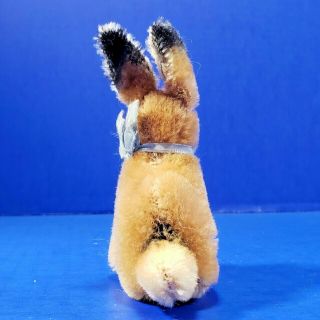 Vtg 60s Steiff Sitting Bunny Rabbit Mohair Plush Bow Bell Button ID Tag 4 In 3