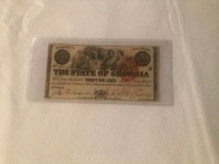 1863 State Of Georgia 25 Cent Note Red Seal Uncirculated Autographed Crisp