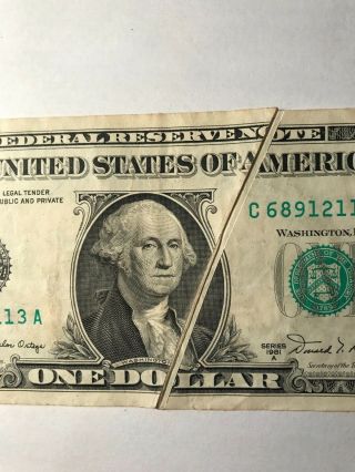 1981 $1 Federal Reserve Note - Error - Large Center Gutterfold - See Photos
