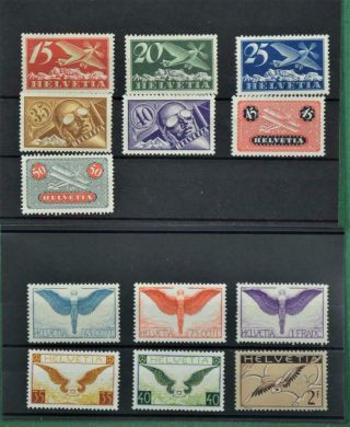 Switzerland Stamps 1923 Air Set 13 Sg 316 - Sg 328 H/m (f101)