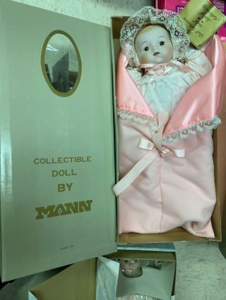 Porcelain Baby Doll By Mann 1985 Hand Painted Baby Girl