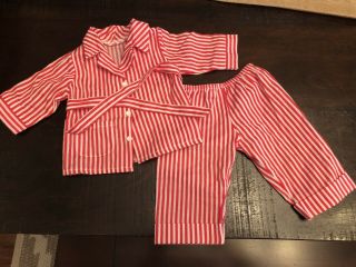 American Girl Molly Mcintire Red And White Striped Pajamas Pjs Retired