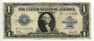 Large U.  S.  1923 One Dollar Silver Certificate Horseblanket Blue Seal Currency