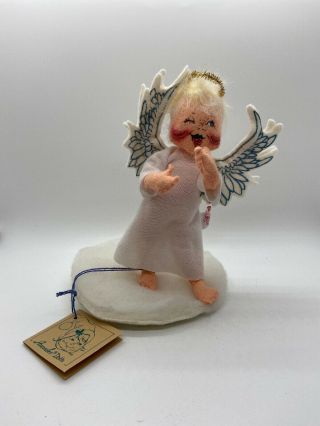 Annalee Winking Angel With Blue Wings On Cloud Over 7 " Soft Figure Doll 