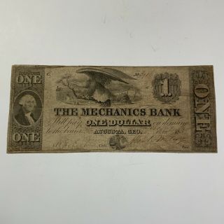 1858 Georgia $1 Obsolete Currency The Mechanics Bank August Ga