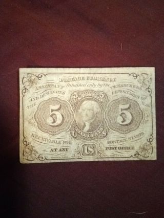 Fr1284 - Fractional Currency - 5 Cent Note