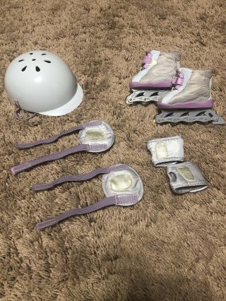American Girl Doll Roller Blade set with matching protective pads and helmet 2