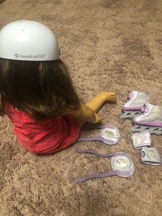 American Girl Doll Roller Blade set with matching protective pads and helmet 3