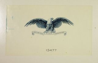 Abn Proof Vignette " Bald Eagle With Banner " 1930 - 40s Intaglio Cu Black Abnc