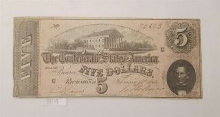 West Point Coins Confederate Currency $5 Richmond Va Feb 17th 1864