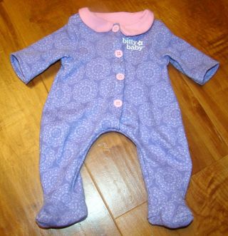 American Girl Bitty Baby Purple Sleeper Romper Pjs Twins