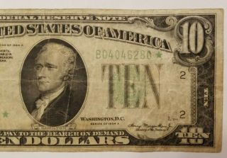 1934 - A $10 Federal Reserve Star Note Ten Dollars Green Seal 3