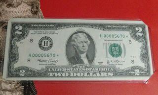 2003 $2 Two Dollar Star Note Uncirculated Paper Money Low Print Frb Of St.  Louis