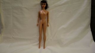 Vntg 1958 Mattel Barbie Doll Black Hair Straight Leg Japan Feet Curly Bang