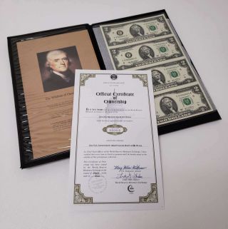 2003 A Us $2 Dollar Uncut Sheet Of 4 Federal Reserve Bank Notes Wcoa Hus97068661