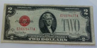 1928 - G $2 Two Dollar Red Seal Bill Fine