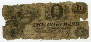 1856 $10 The Iron Bank - Ironton Ohio Note -