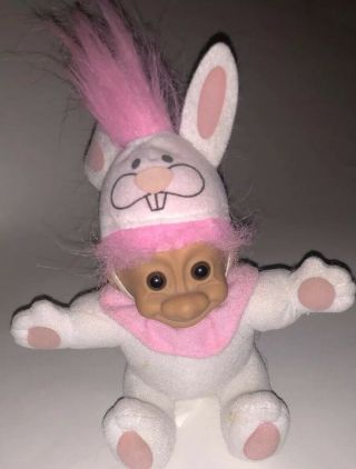 Russ Troll Doll 6” Soft Body Pink Hair Brown Eyes Easter Bunny