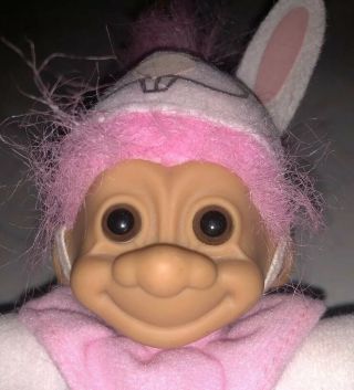 Russ Troll Doll 6” Soft Body Pink Hair Brown Eyes Easter Bunny 2