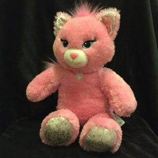 Build A Bear Pink Princess Kitty Cat Purrincess Silver Sparkles 18 " Plush