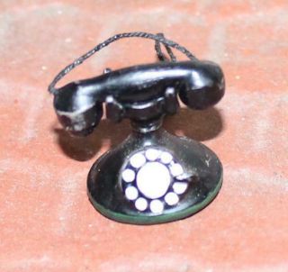 Dollhouse Miniature Black Telephone 1930s/40s Style 3/4 " H