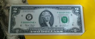 2003 $2 Two Dollar Star Note Uncirculated Paper Money Low Print Frb Of Atlanta
