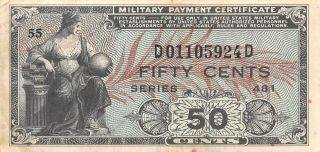 Usa / Mpc 50 Cents 1948 Series 481 Plate 55 Circulated Banknote M7