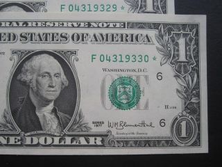 1977 $1 F - Atlanta Star Note 1 Dollar Federal Reserve Note 5 Consecutive UNC 2