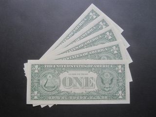 1977 $1 F - Atlanta Star Note 1 Dollar Federal Reserve Note 5 Consecutive UNC 3