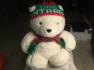 Dayton Hudson 1986 Christmas Santa Bear Plush With Knit Hat & Scarf