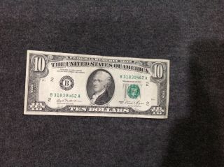 Series 1981 $10 Ten Dollar Bill Series A Federal Reserve B31839462a