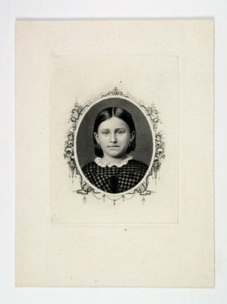 Abn Proof Vignette Portrait Of Young Girl 1850 - 60s Unc - Cu Abn