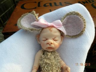 One Of A Kind Hand Sculpted Miniature Li " Mouse " Baby By Alliebeandolls