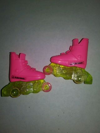 Barbie 1991 Flicker & Flash Rollerblades Skates Pink Yellow Neon