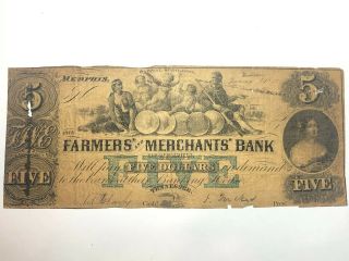 Tn 1090 - 25 $5 The Farmers And Merchants Bank Memphis Tennessee Obsolete Currency