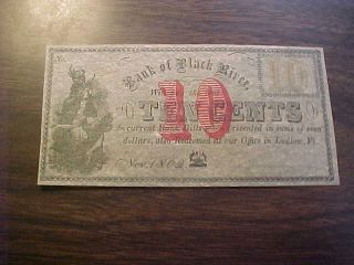 1862 Civil War Bank Of Black River Ludlow Vermont Obsolete Currency Note Cu