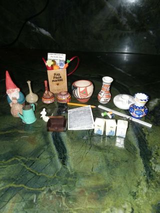 Dollhouse Miniature Native American Pottery Some Signed Hand Done Glass Vase Etc