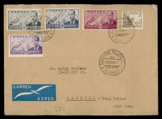 Dr Who 1953 Spain To Usa Multi Franked Air Mail C152036