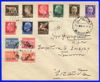 Greece Italy Ionian Islands 1941 " Isole Jonie " Set On Cover Posted Sig Upon Req