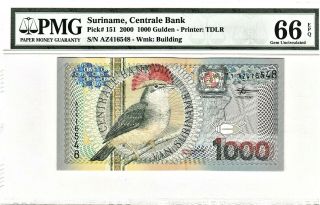 Suriname 2000 1000 Gulden Pmg 66 Gem Unc