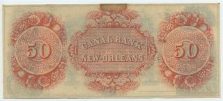 UNC 1800s 50 Dollar ORLEANS Canal Bank RED BACK Note Large Obsolete Currency 2