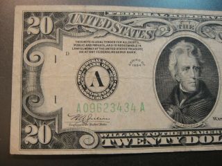 1934 United States $20 Federal Reserve Note.  Very Good to Fine. 2